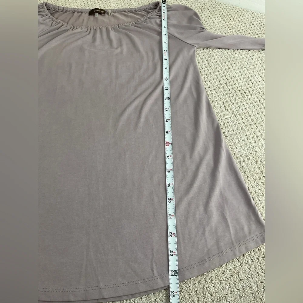 Crosby Grey Purple Bell Sleeve Long Sleeve Top Size XS